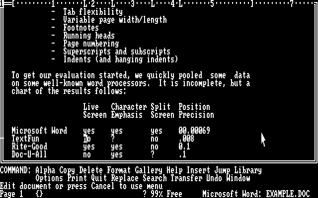 Microsoft Word 1.15 for DOS - Edit